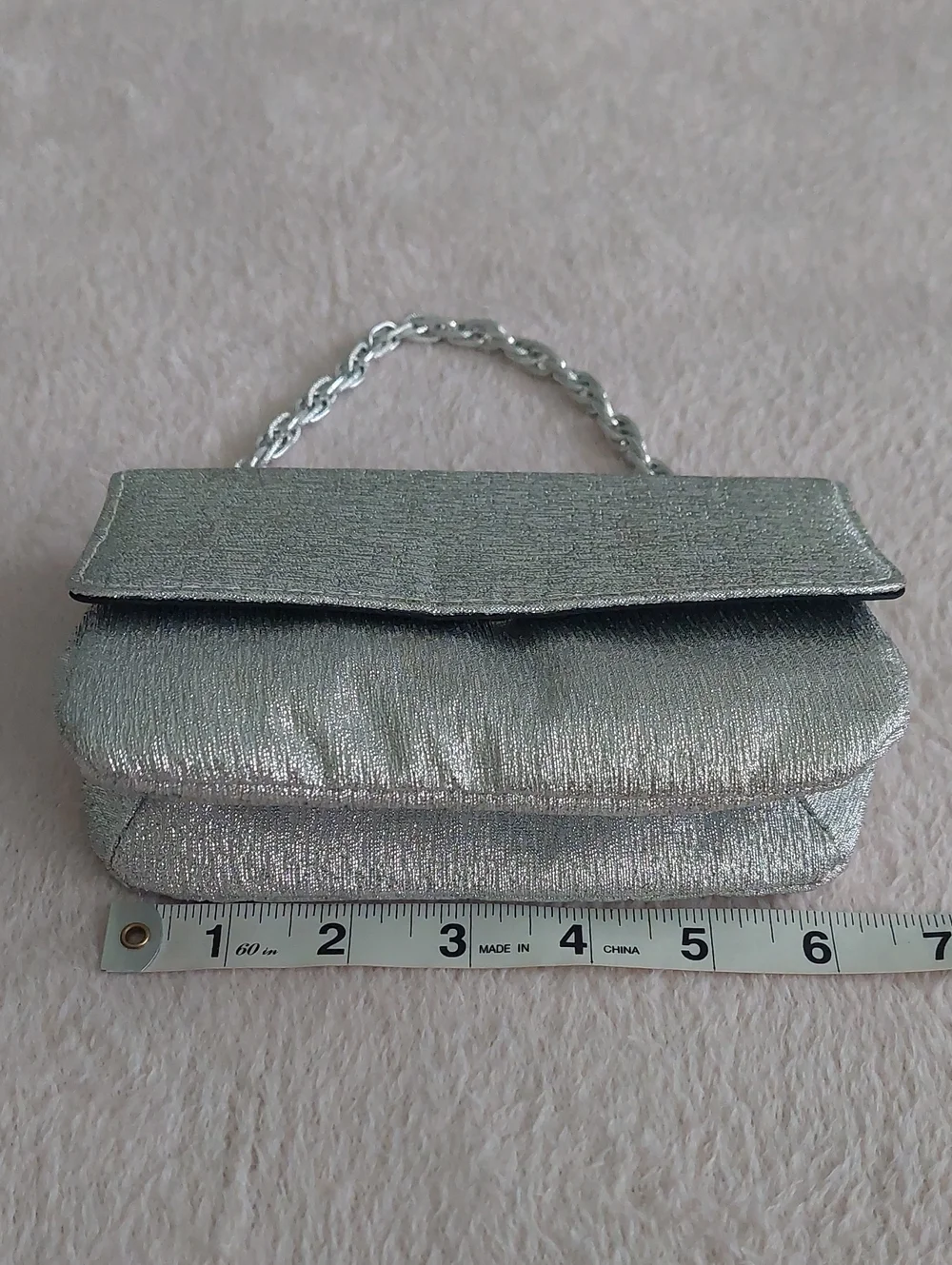 Silver Evening Clutch Bag with Chain Handle  NWOT